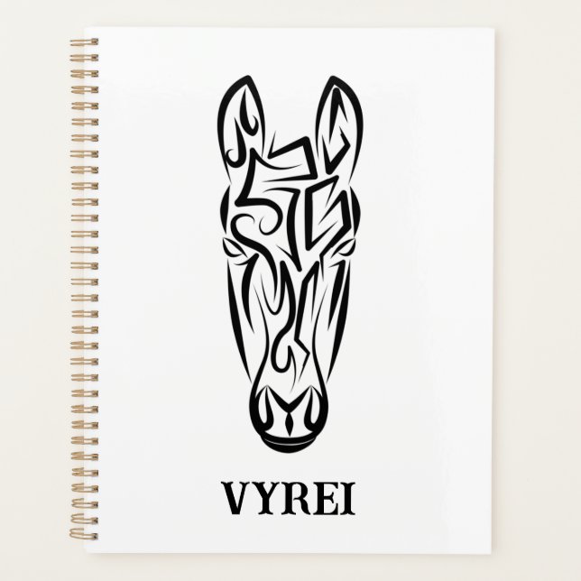 Black and White Tribal Horse Planner (Front)