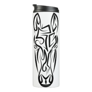 Black and White Tribal Horse Thermal Tumbler