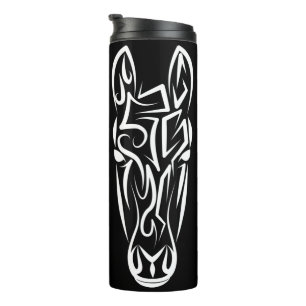 Black and White Tribal Horse Thermal Tumbler