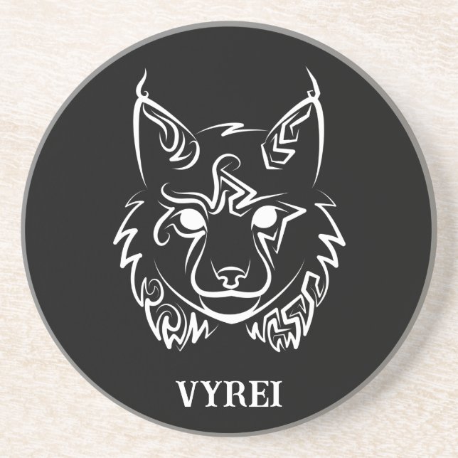 Black and White Tribal Lion Coaster (Front)
