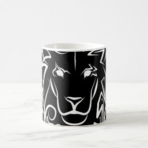 Black and White Tribal Lion Coffee Mug