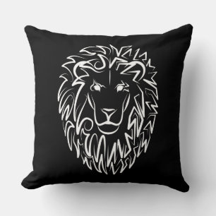 Black and White Tribal Lion Cushion
