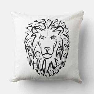 Black and White Tribal Lion Cushion