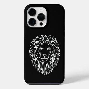 Black and White Tribal Lion iPhone 14 Pro Max Case