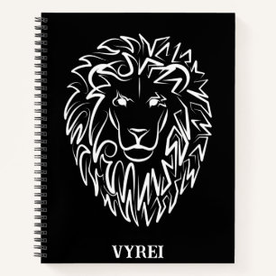 Black and White Tribal Lion Notebook