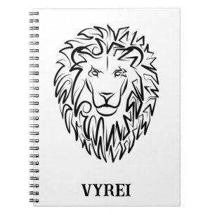 Black and White Tribal Lion Notebook