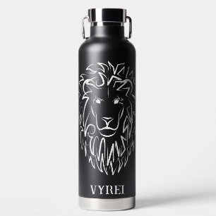 Black and White Tribal Lion Water Bottle