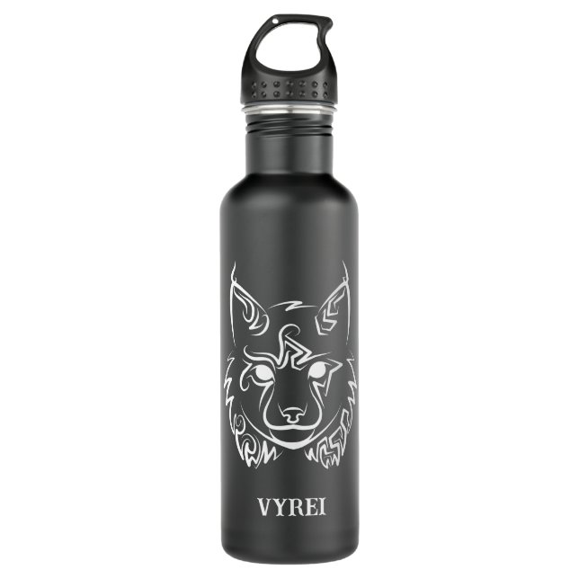 Black and White Tribal Lynx 710 Ml Water Bottle (Front)