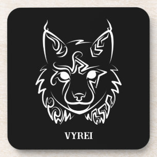 Black and White Tribal Lynx Coaster