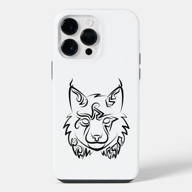 Black and White Tribal Lynx iPhone Case (Back)