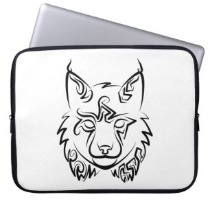 Black and White Tribal Lynx Laptop Sleeve
