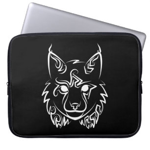 Black and White Tribal Lynx Laptop Sleeve