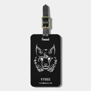 Black and White Tribal Lynx Luggage Tag