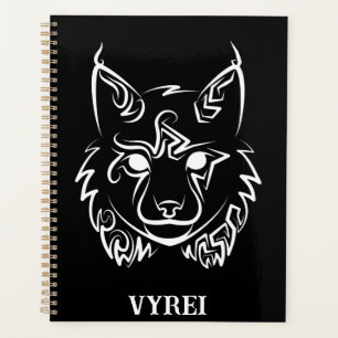Black and White Tribal Lynx Planner