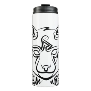 Black and White Tribal Lynx Thermal Tumbler