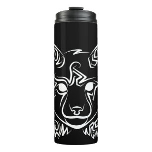 Black and White Tribal Lynx Thermal Tumbler