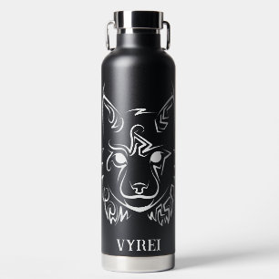 Black and White Tribal Lynx Water Bottle