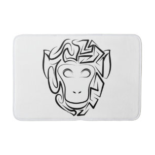Black and White Tribal Monkey Bath Mat