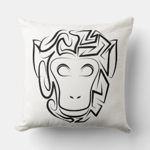 Black and White Tribal Monkey Cushion