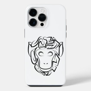 Black and White Tribal Monkey iPhone 14 Pro Max Case