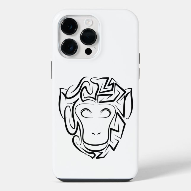 Black and White Tribal Monkey iPhone Case (Back)