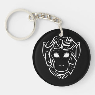 Black and White Tribal Monkey Key Ring