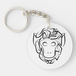Black and White Tribal Monkey Key Ring