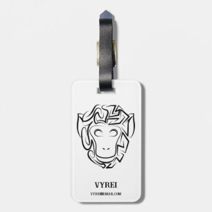 Black and White Tribal Monkey Luggage Tag