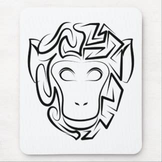 Black and White Tribal Monkey Mouse Mat