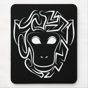 Black and White Tribal Monkey Mouse Mat