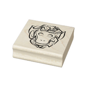 Black and White Tribal Monkey Rubber Stamp