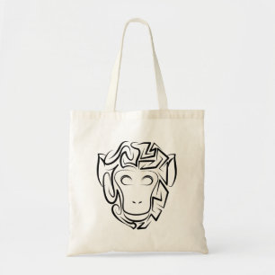 Black and White Tribal Monkey Tote Bag