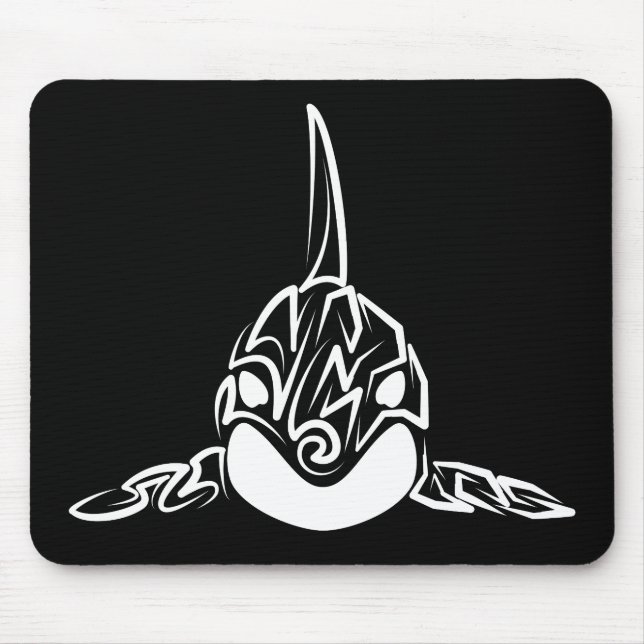 Black and White Tribal Orca Mouse Mat (Front)