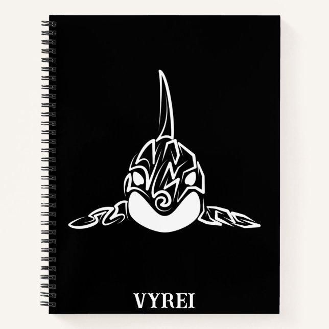 Black and White Tribal Orca Notebook (Front)
