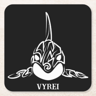 Black and White Tribal Orca Square Paper Coaster