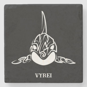 Black and White Tribal Orca Stone Coaster