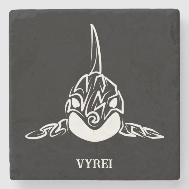 Black and White Tribal Orca Stone Coaster (Front)