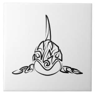 Black and White Tribal Orca Tile