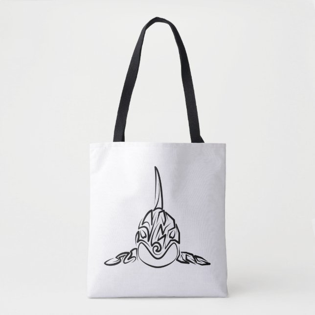 Black and White Tribal Orca Tote Bag (Front)