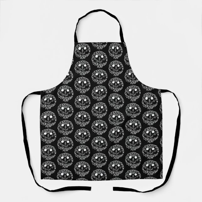 Black and White Tribal Owl Apron (Front)