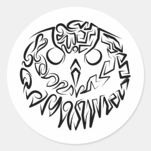 Black and White Tribal Owl Classic Round Sticker