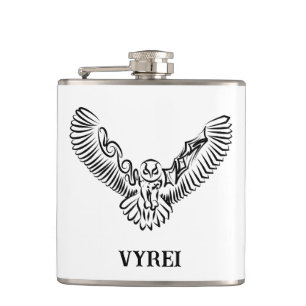 Black and White Tribal Owl Flask