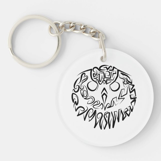 Black and White Tribal Owl Key Ring (Front)