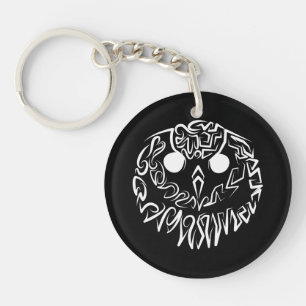 Black and White Tribal Owl Key Ring