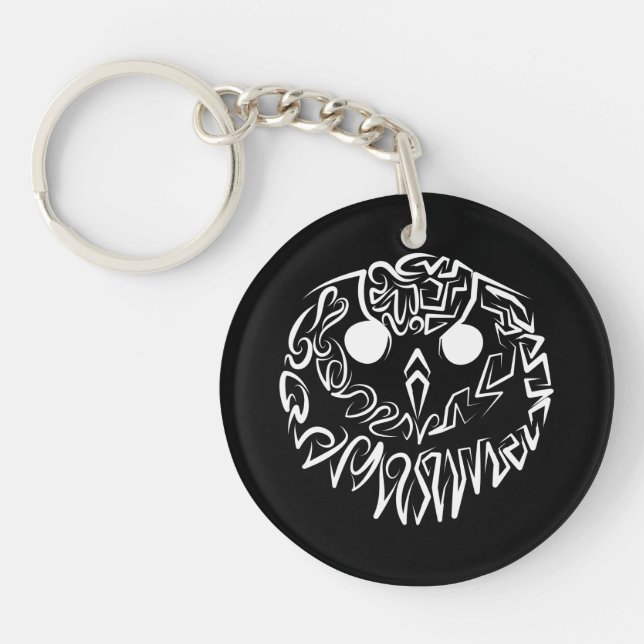 Black and White Tribal Owl Key Ring (Front)