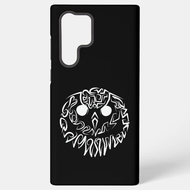 Black and White Tribal Owl Samsung Galaxy S22 Ultra Case (Back)