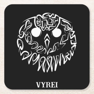 Black and White Tribal Owl Square Paper Coaster