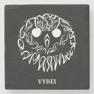 Black and White Tribal Owl Stone Coaster