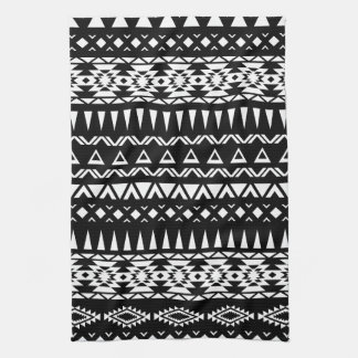 Black and White Tribal pattern Aztec inspired Tea Towel