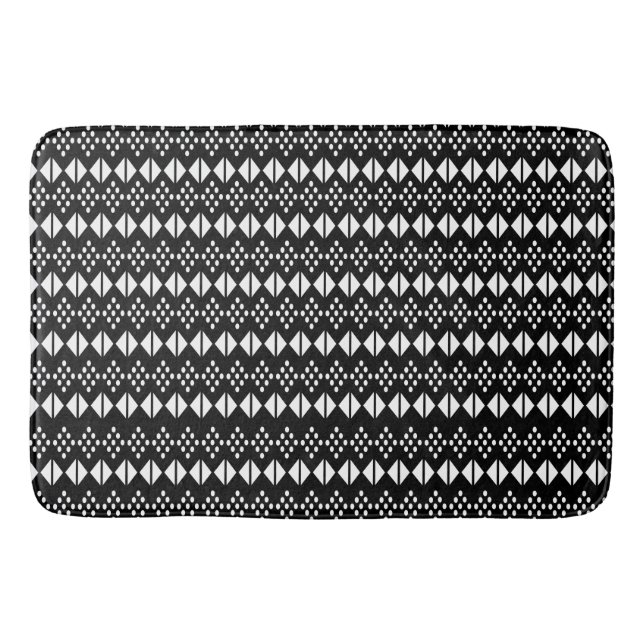 Black And White Tribal Pattern Bath Mat (Front)